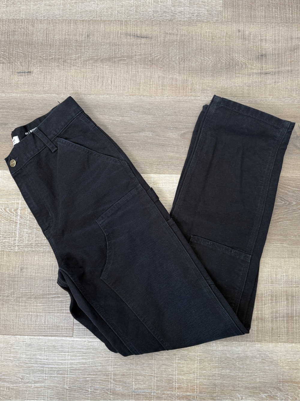 Carhartt WIP Miggy Double Knee Black Denim Boyfriend Pants Size 27